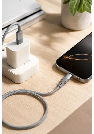 Teknik Parça Aktarım Ucu Telefon Aksesuar Şarj Kablosu Type-c To Lightning Data Kablo U18 Gri