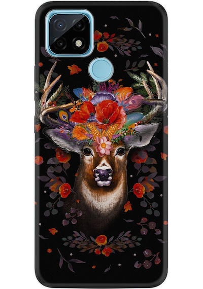 Realme C25 Kılıf Desenli Rose Deer 1661