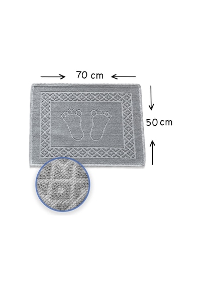 Soffy Gri & Gri 2 Adet 50x70 Cm Banyo Paspası %100 Doğal Pamuk Ayak Paspası Ayak Havlusu Gri