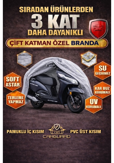 Carguard Honda Pcx 125 Ve Pcx 150 Uyumlu Fitilli Motosiklet Brandası Motor Örtüsü-arka Çanta Uyumlu
