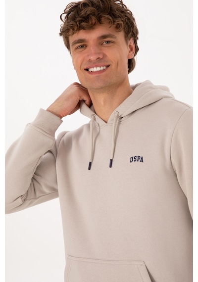 U.S. Polo Assn. Erkek Regular Fit Kapüşonlu Şardonlu Taş Basic Sweatshirt 50315582-VR049