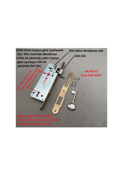 Özen Handles Oval İç Kapı Oda Kilidi Gömme Kilit 40/90/23 Antik Sarı 2 Adet