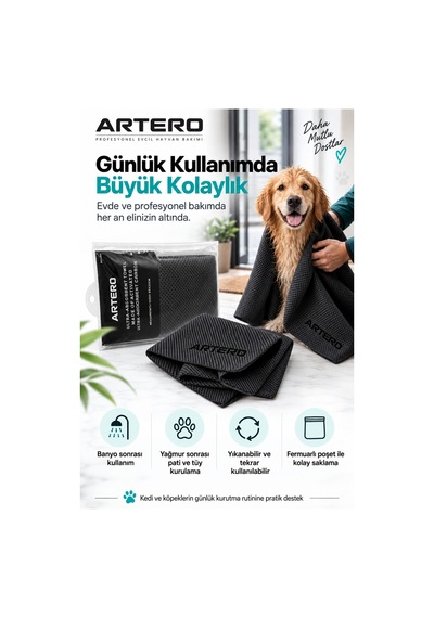 Artero Samba Yüksek Emici Mikrofiber Karbon Kedi Köpek Kurulama Havlusu