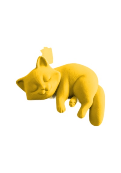 Uyuyan Kedi Figürü 10x8 Cm Dekoratif Biblo Raf Süsü Sarı