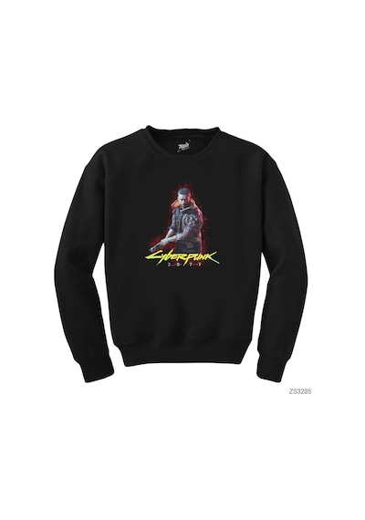 Cyberpunk 2077 Cyberman Siyah Sweatshirt