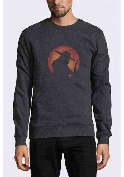 Carmen Sandiego Red Circle Baskılı Füme Erkek Örme Sweatshirt