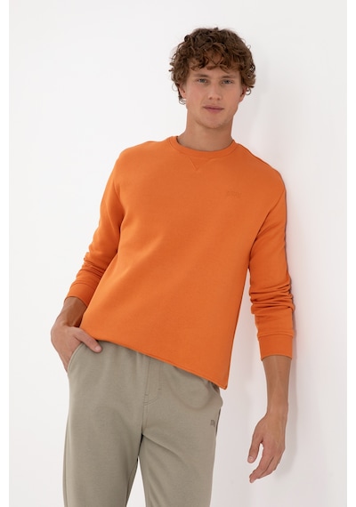 U.S. Polo Assn. Erkek Comfort Fit Bisiklet Yaka Şardonlu Bakır Basic Sweatshirt 50313757-VR182