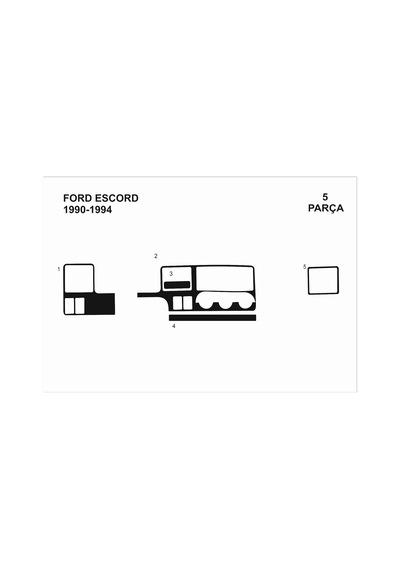 Ford Escord Torpido Kaplama 1990-1995 4 Parça Piano Black