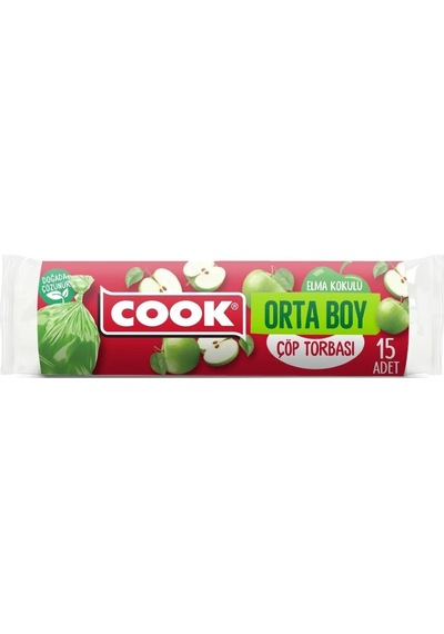 Kokulu Çöp Torbası, Orta Boy Elma 55 X 60 Cm 15 Adet/rulo