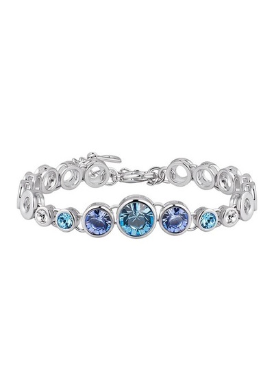 Monemel Mavi Kristal Taşlı, Bileklik Altın Kaplama Gümüş - Rodyum