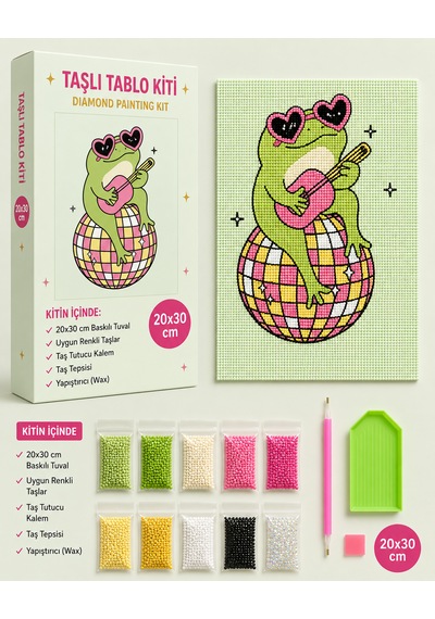 Bedazzling Taşlı Tuval Kiti Küçük Boy Kurbaga 1 Adet