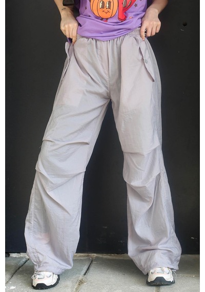 Madmext Boyalı Gri Paraşüt Jogger Kadın Pantolon Mg1726-boyalı Gri
