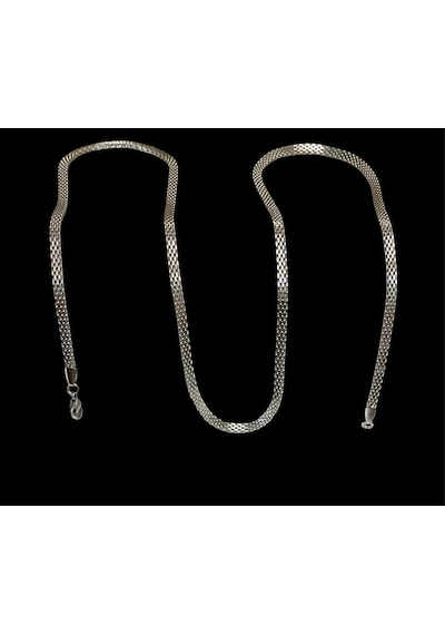 Gümüş Renk Hasır Örme Çelik Erkek Kolye 65 Cm 3mm Gümüş