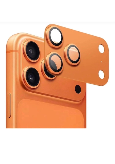 Apple Uyumlu iPhone 17 Pro Metal Koruyucu Lens Çerçeveli Lens Kozmik Turuncu