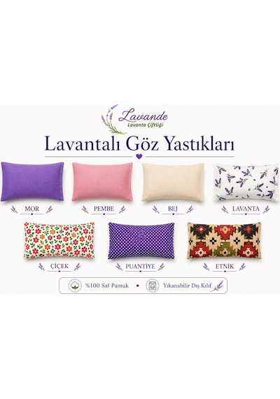 Lavande Çiftlik Lavanta Dolgulu Göz Yastığı Lavanta Desenli