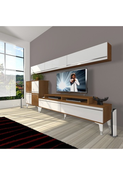 Decoraktiv Ekoflex 8 Mdf Silver Tv Ünitesi Tv Sehpası Ceviz - Beyaz