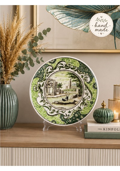 Dekoratif Seramik Tabak 30 Cm Yeşil Collection