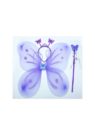 Lila Renk Kelebek Kanadı Tacı Ve Sopası 50x37 Cm 5671 Çok Renkli