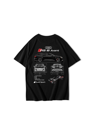 Brz Collectıon Brz Collection Unisex Oversize Rs6 Audi Rs6 T-shirt Siyah