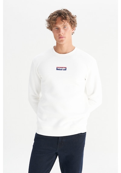 Wrangler Pamuklu Regular Fit Normal Kesim Bisiklet Yaka Logo Detaylı Sweatshirt Beyaz