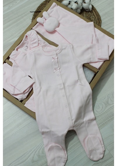 Caramell Barbosa Cute Nakışlı %100 Pamuk Yenidoğan 10'lu Hastane Çıkışı 56-62cm Pembe