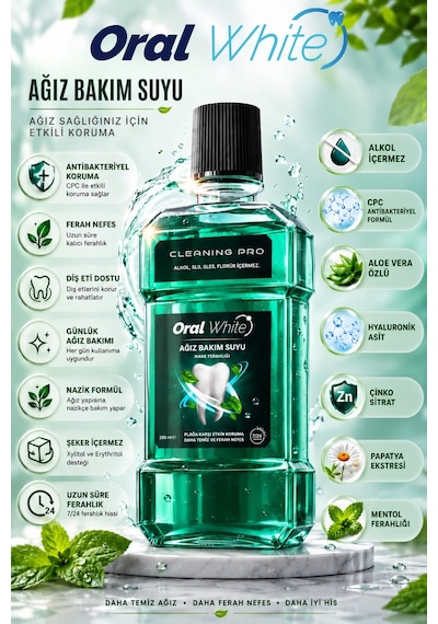 Oral White Cleaning Pro Ağız Bakım Suyu 250 ML