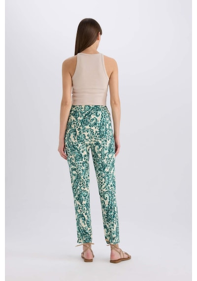 DeFacto Harem Desenli Viskon Kumaş Pantolon Cepli Esnel Belli Yüksek Bel I3709AZ25SMGN758