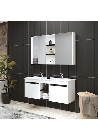 Denko Twin 120 Cm Mdf Beyaz Banyo Dolabı Alt Modül Ve Lavabo Beyaz Denko Twin 120 Cm Mdf Beyaz Banyo Dolabı Alt Modül Ve Lavabo Beyaz