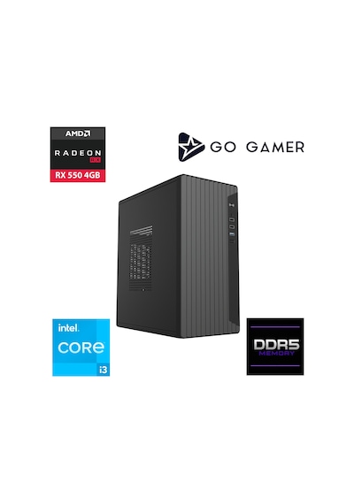 Go Gamer E117DF i3-14100F 16 GB 512 GB SSD RX550 4 GB 24" Free Dos Oem Paket Masaüstü Oyuncu Bilgisayarı