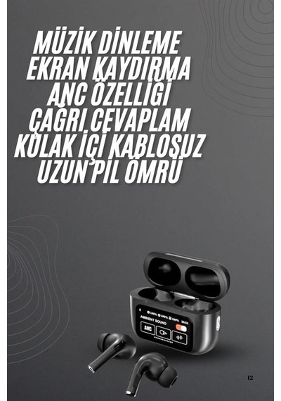 Kulak İçi Bluetooth Kulaklık Ekranlı Müzik Dinleme Çağrı Cevaplama