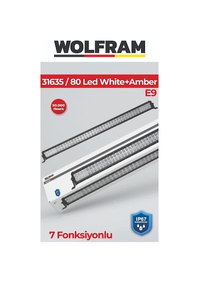 Wolfram 10v-30v Led Bar Off-road Beyaz-turuncu Çakarlı Çakar Tepe Lamba 7 Fonksiyonlu 137 Cm E9