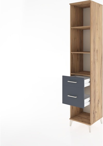 Hyperion Dolap 3 Raflı 2 Çekmeceli 44x44x221 Çam-antrasit Atlas Çam