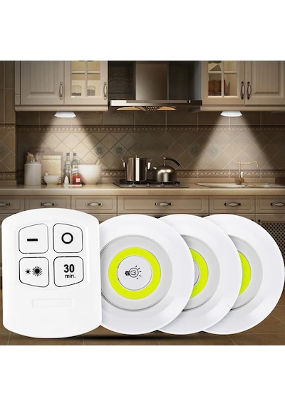 Uzaktan Kumandalı Yapışkanlı 3 Lü Led Spot Lamba 5492 Çr