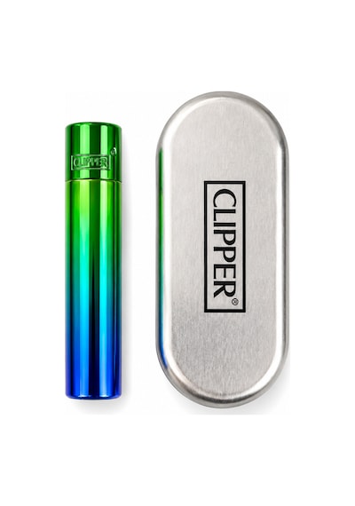 Clipper Desenli Metal Gaz Dolumlu Çakmak Özel Kutulu Premium Model Yeşil