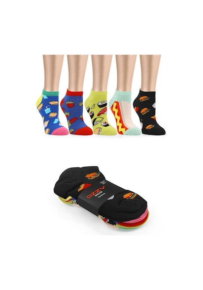 Ozzy Socks 5 Çift Eğlenceli Desenler Kadın Patik Çorap Ozzyp007 Çok Renkli