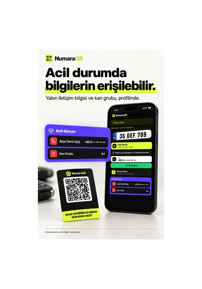 10 Lu Qr Kodlu Numaratör Seti Araç Ve Motosiklet Qr Etiket Park Numaratörü 8,5x5,5 Cm Siyah Numaraqr