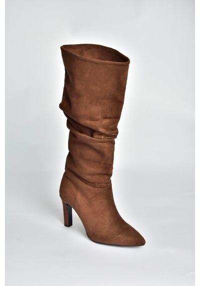 Fox Shoes L404868002 Kahverengi Süet İnce Topuklu Kadın Çizme Kahverengi-süet
