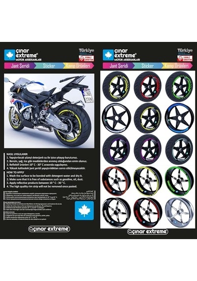 4 Parçalı Kesikli Tasarımlı Floresan Yeşil Jant Şeridi Sticker