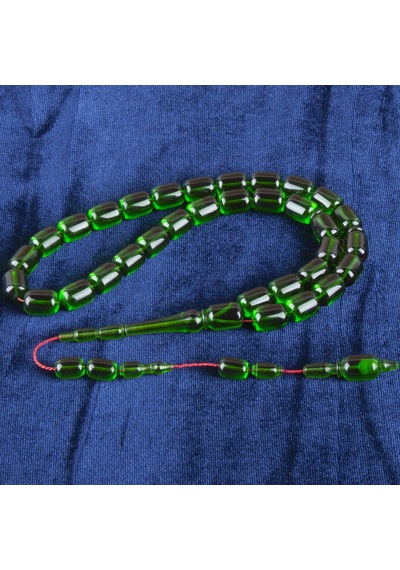 Katalin Çubuk Kapsül Kesim 8.5x11.5mm Tesbih - Şeffaf Yeşil- İbrahim Atasever Usta İşi Yeşil