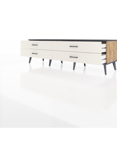 Hyperion Tv Ünitesi 4 Çekmeceli 176x44x51 Çam-antrasit/aytaşı Antrasıt/aytası