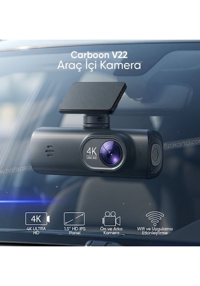 Carboon V22 4k Ultra Hd Araç İçi Kamera Ön + Arka Çift Kamera Adas Gps Wifi Gece Görüşlü Araç Kayıt Kamerası 3 Kamera