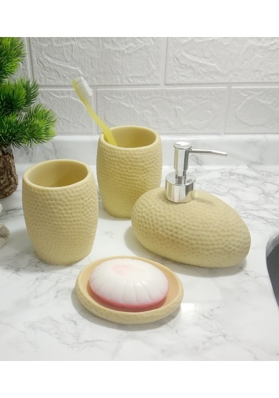 SARI PETEK 4 LÜ BANYO SETİ 20x20x13cm Sarı