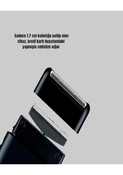 Techmrt Kompakt Şarjlı Tıraş Makinesi Çift Yönlü Bıçaklı 45 Dakika Kullanım Süreli