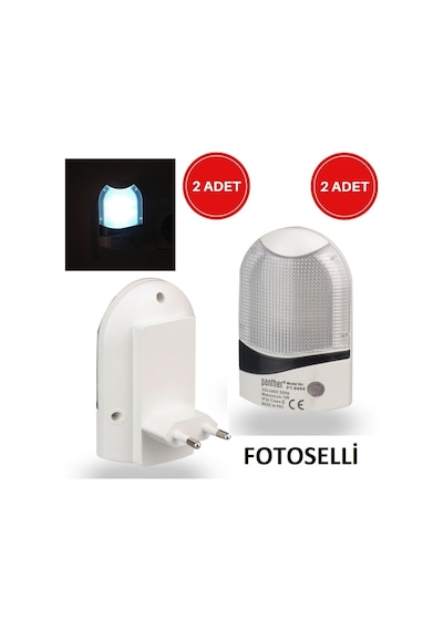 2 Adet Fotoselli Gece Lambası Sensörlü Led Lamba Otomatik Yanan Beyaz 2 Adet Fotoselli Gece Lambası Sensörlü Led Lamba Otomatik Yanan Beyaz