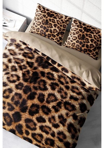 Leopar Desenli Çift Kişilik Nevresim Takımı, Pamuk Saten, Monohome67304 Diğer