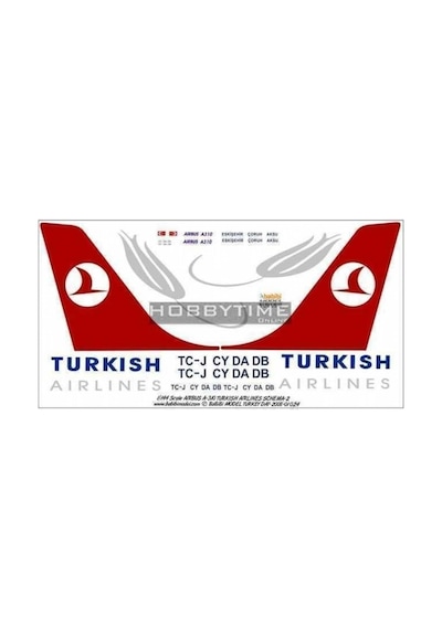 Babibi Dat01024 1/144 Ölçek, Thy, Airbus A310, Dekal Çıkartma
