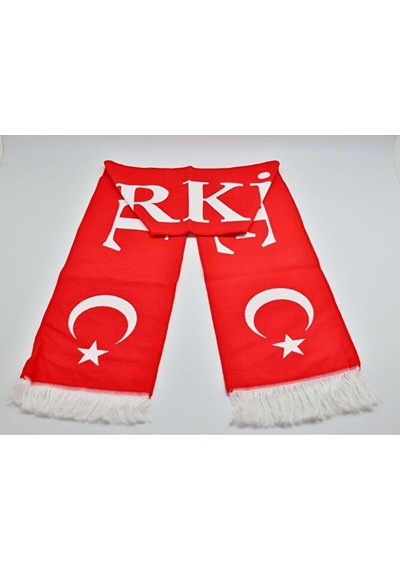 Türk Bayraklı Dokuma Atkı Kırmızı