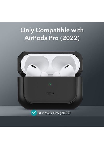 Apple AirPods Uyumlu Pro 2 2019/2022/2023 Halolock Magsafe Orbit Hybrid Case Siyah Siyah