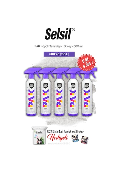 Selsil Pak 5 Al 4 Öde, 500 Ml, Köpük Temizleyici Sprey Ve Rosie Pamuk