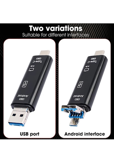 5in1 Otg Kart Okuyucu Usb 2.0 - Type-c - Micro Usb - Micro Sd/tf